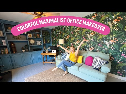 Colorful Maximalist Home Office Makeover for Under $500