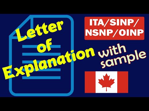 Letter of Explanation (LOE) for Canada Immigration | Express Entry (ITA), SINP, OINP.