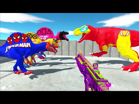 IRON MAN T-REX DEADLY CLIMB WITH EVERY WEAPON FPS PERSPECTIVE - Animal Revolt Battle Simulator
