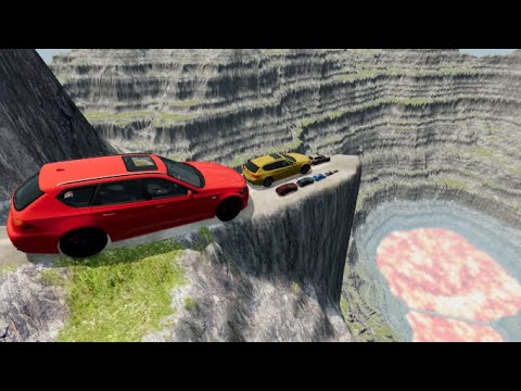 Big & Small Cars Doing Leap of Death into the Crater of a Volcano | BeamNG Drive