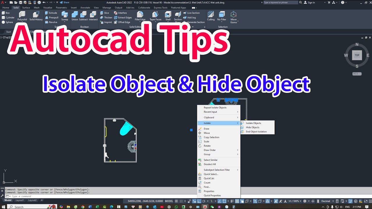 Autocad tips - The difference between Isolate Objects and Hide Objects in Autocad