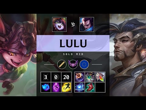 Lulu Mid vs Yasuo: Perfect KDA, Killing spree - EUW Master Patch 14.24
