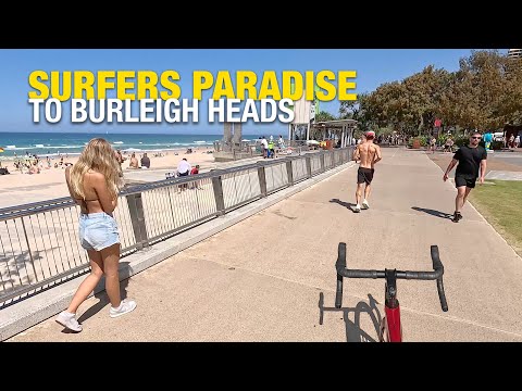 Bike Surfers Paradise to Burleigh Heads Gold Coast Australia - 4K Virtual Bike Beach Ride