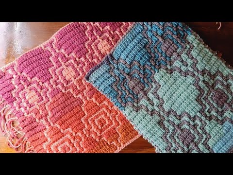 Mosaic Crochet Pattern # 34 - Work Flat or In The Round - MULTIPLE 18 + 4 (chart set Design 2)