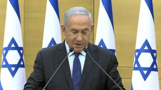 ראש הממשלה נתניהו נואם בפני הציבור לאחר שבנט הצטרף למפלגת האופוזיציה כדי להרכיב ממשלה