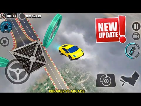 Impossible Car Tracks 3D Update - New Car Unlocked: Yellow Lamborghini Car Driving Stunts Gameplay