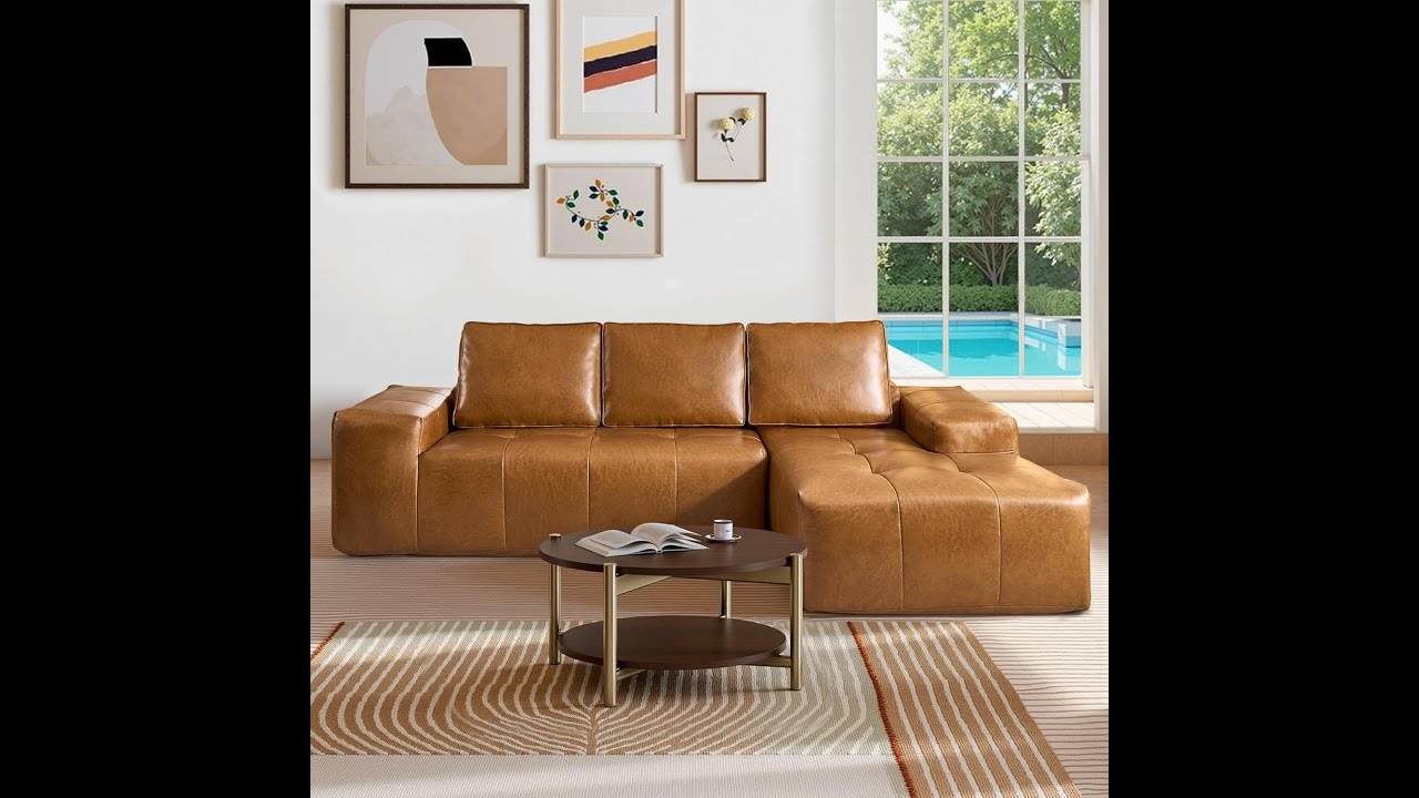 Review: Brown Boneless L-Shape Leather Sofa – Spacious & Modular Sleeper for Living Room
