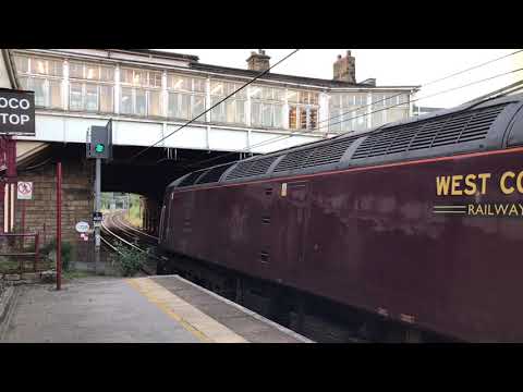 47245 and 47237 WCRC depart Keighley in charge of the Scarborough Spa Express 10/08/17
