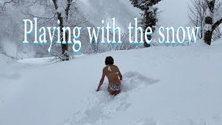 Playing with the snow.(Tranny)