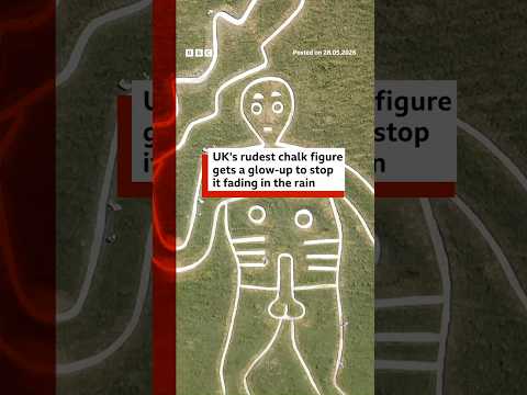 UK's rudest chalk figure Cerne Abbas Giant gets a glow-up. #Dorset #BBCNews