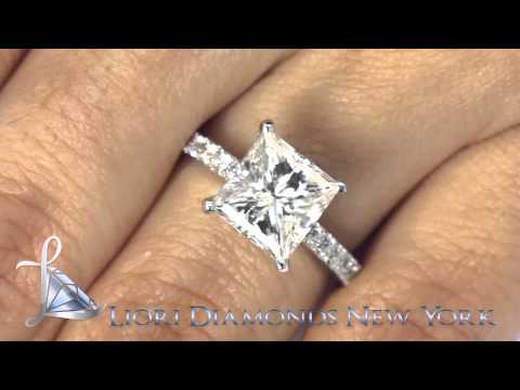 ER-SOLD-055 - 4.17 Carat F-VS2 Certified Princess Cut Diamond Engagement Ring Set In Platinum
