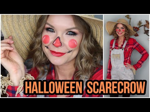 Easy Scarecrow Halloween Look -Makeup & Costume | LipglossLeslie