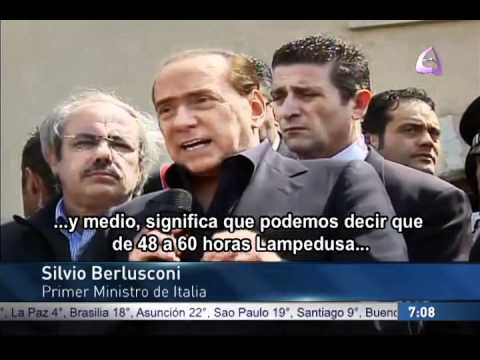 "Berlusconi visita Lampedusa por migrantes 30/03/11" EfektoTV Noticias Internacional presenta: