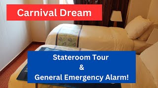 Carnival Dream Stateroom Tour 2024 & Emergency Alarm Signal!