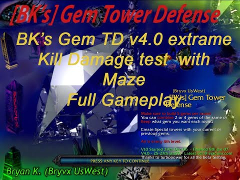BKs Gem TD v4.0 full gameplay guide with maze