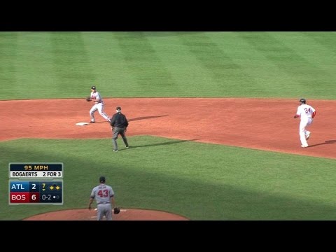 ATL@BOS: Uribe, Peterson combine to turn double play