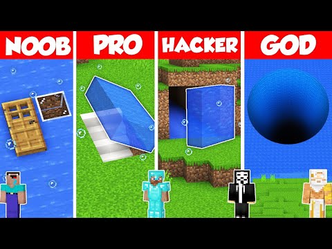 WATER UNDERGROUND BASE BUILD CHALLENGE - Minecraft Battle: NOOB vs PRO vs HACKER vs GOD / Animation Фото 2