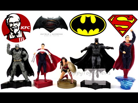 2016 KFC BATMAN V SUPERMAN DAWN OF JUSTICE MOVIE DC COMICS SET OF 5 KIDS MEAL TOYS COLLECTION REVIEW Video