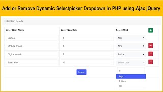Add or Remove Selectpicker Dropdown Dynamically in PHP using Ajax jQuery