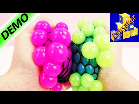 Antistress boll | Squishy Mesh Ball i blå neongrön | glibberboll i nät