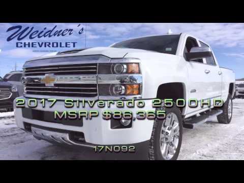 NEW 2017 Chevrolet Silverado 2500HD *FOR SALE* / Crew Cab Regular Box / White, 3LZ, 4X4 / 17n092