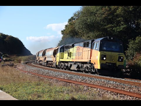Dawlish Warren Colas engineers trains. 70813,70814,70817,66849. 18th Sept 2022.