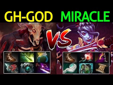 Miracle- [Queen of Pain] VS Gh-god [Shadow Fiend] 9k vs 9k Battle 7.06 Dota 2
