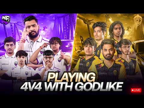 LIVE 4 V 4 with GodLike Esports💛 and scrims | Nebula Aadi 💜
