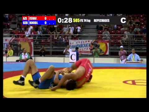 WWJC2013 / Bakhtiyar Israfilli - Techron Khodjiyev (UZB) - FS 74 kg - repechage match