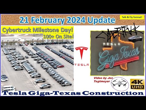 100+ Cybertrucks! Casting Apron Concrete & Boring Tunnel! 21 Feb 2024 Giga Texas Update (09:35AM)