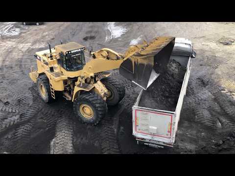 Caterpillar 990 Wheel Loader Loading Coal On Trucks And Operator View - S.G.M Melidis