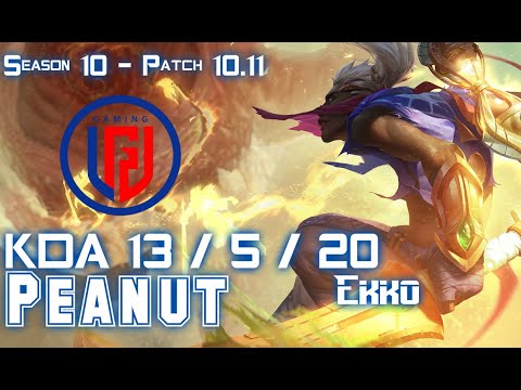 LDG Peanut EKKO vs OLAF Jungle - Patch 10.11 KR Ranked