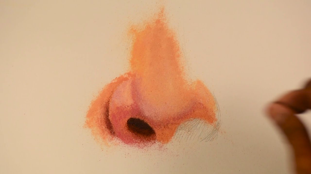 how to draw nose with rangoli colors by learn rangoli