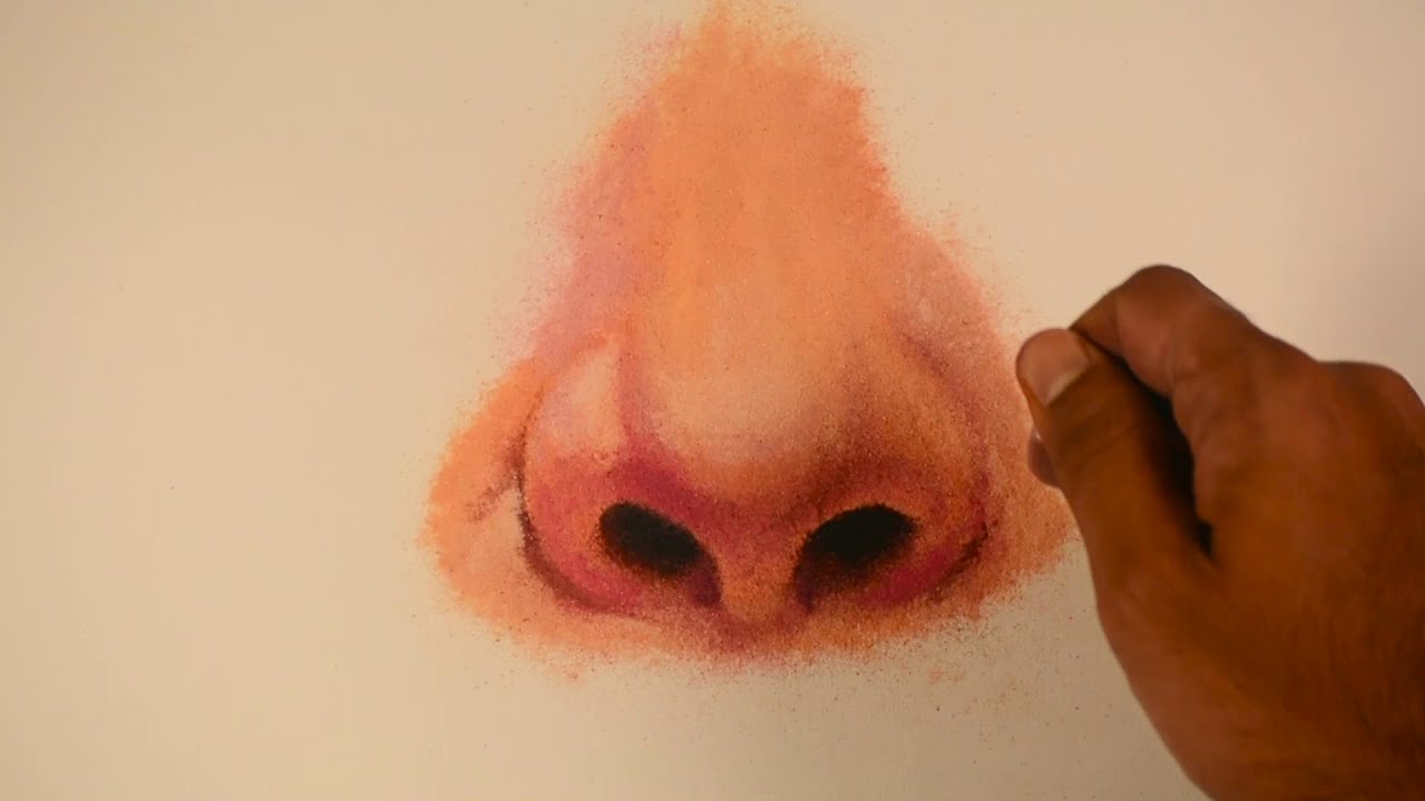 how to draw nose with rangoli colors by learn rangoli