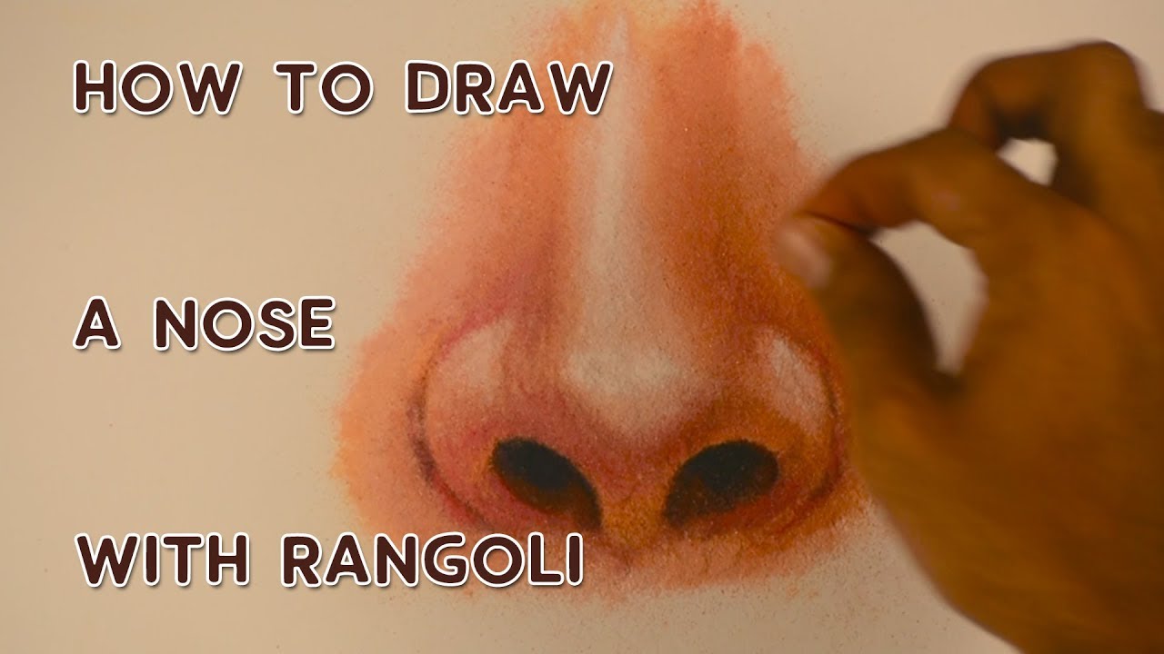 How to draw nose with rangoli colors by learn rangoli