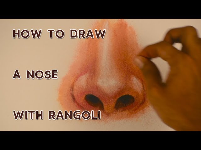 How to draw nose with rangoli colors by learn rangoli
