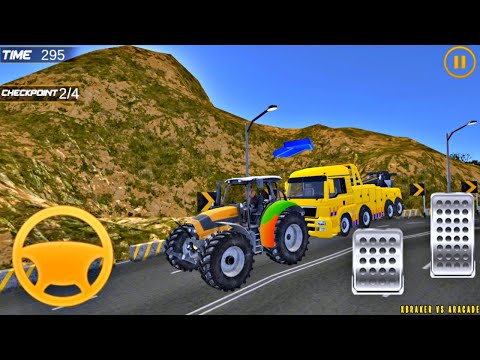 Offroad Towing Chained Tractor Bus #2 - Towing Crashed Big Vehicles - Best Android Gameplay