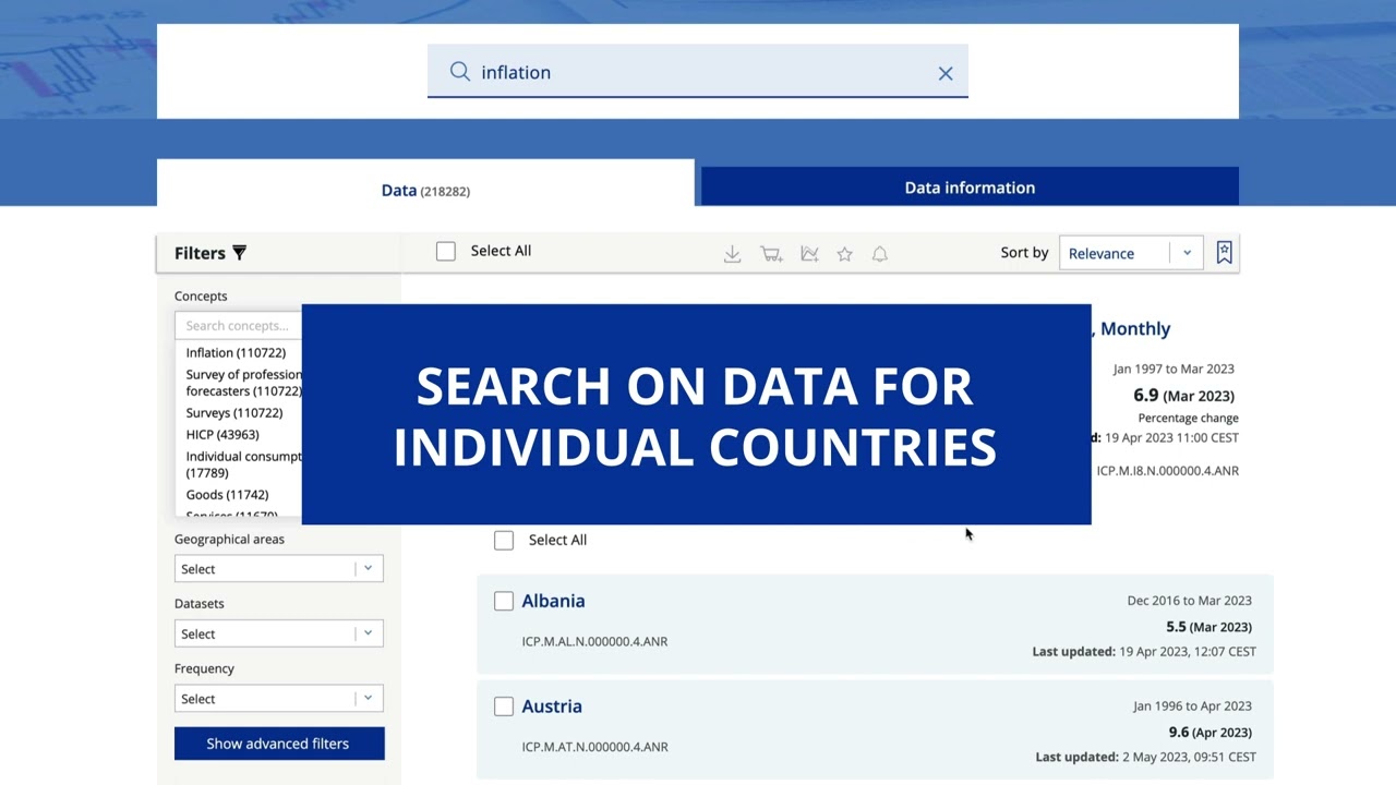 ECB Data Portal tutorial: Search