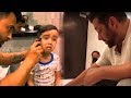 Salman Khan Nephew Ahil Sharma Crying While Getting A Hair Cut By Dad Aayush Sharma