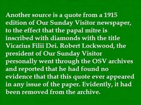 Vicarius Filii Dei? Fables Folklore And Urban Legend