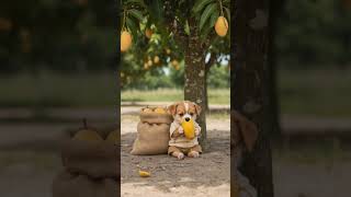 Our cute hero is enjoying mango🐶🍋😋 #cute #puppy #thepuppysquest