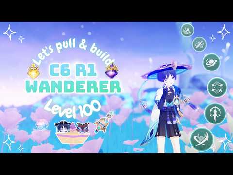 Pull & Build Level 100 C6 Wanderer 🐈‍⬛ + Signature Weapon pull | Cozy Genshin Impact Gameplay ⋆˚⏾⋆.˚