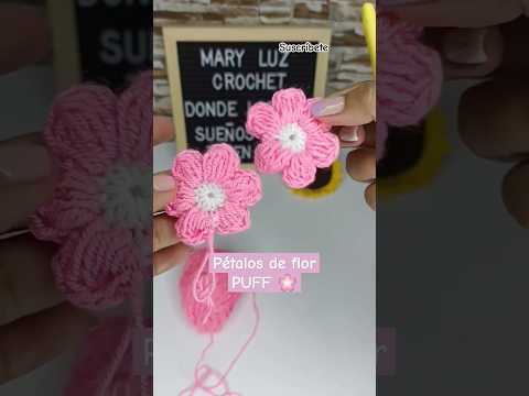 Pétalos de flor PUFF 🌸 Crochet #tejidosacrochet #crochet #tutorial #puff #shorts