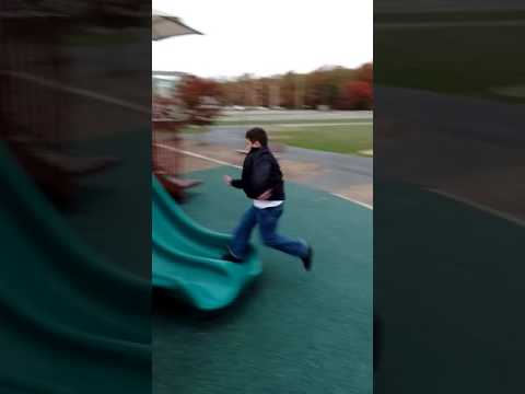 Kfa student runs up a slide part 2