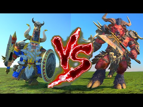Zhatan the Black VS Minotaurs of Khorne. Total War Warhammer 3