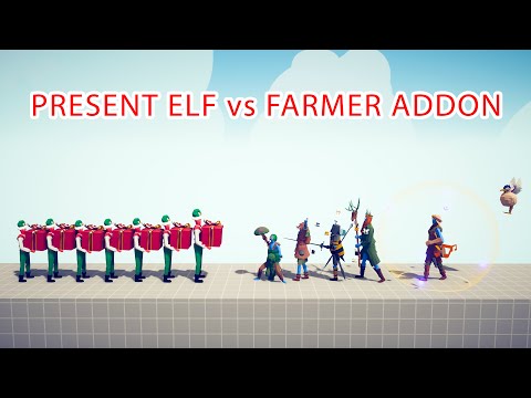 PRESENT ELF Team vs FARMER ADDON Team - Totally Accurate Battle Simulator TABS
