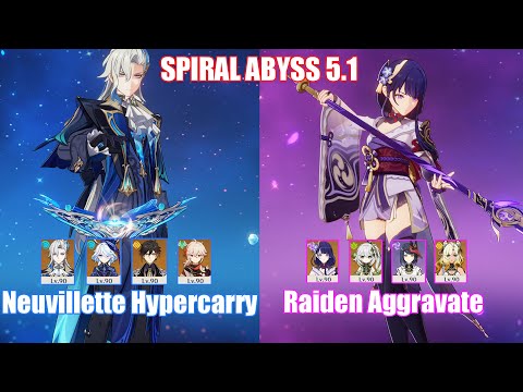 C1 Neuvillette Hypercarry & C0 Raiden Aggravate | Spiral Abyss 5.1 | Genshin Impact