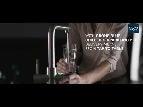 GROHE Blue Single-Handle Pull-Out Kitchen Faucet Single Spray 1.75 GPM (6.6 L/min) with Chilled & Sparkling Water // SUPERSTEEL INFINITYFINISH // YouTube Video