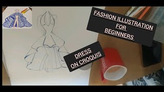 Fashion illustration| croqui drawing for beginners| dress design|#illustration #croquis #dresses
