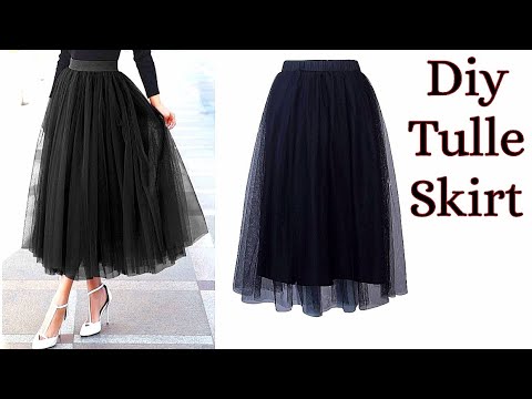 how to make a tulle skirt (detailed)//tulle skirt cutting and stitching